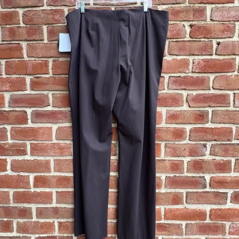 Doncaster Collection $290 Flat Front Dress Pants Brown High Rise size 18 NWT